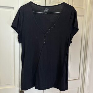 Old Navy Black V-Neck Short Sleeve Top